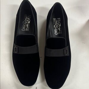 Salvatore Ferragamo Velvet Black Loafers